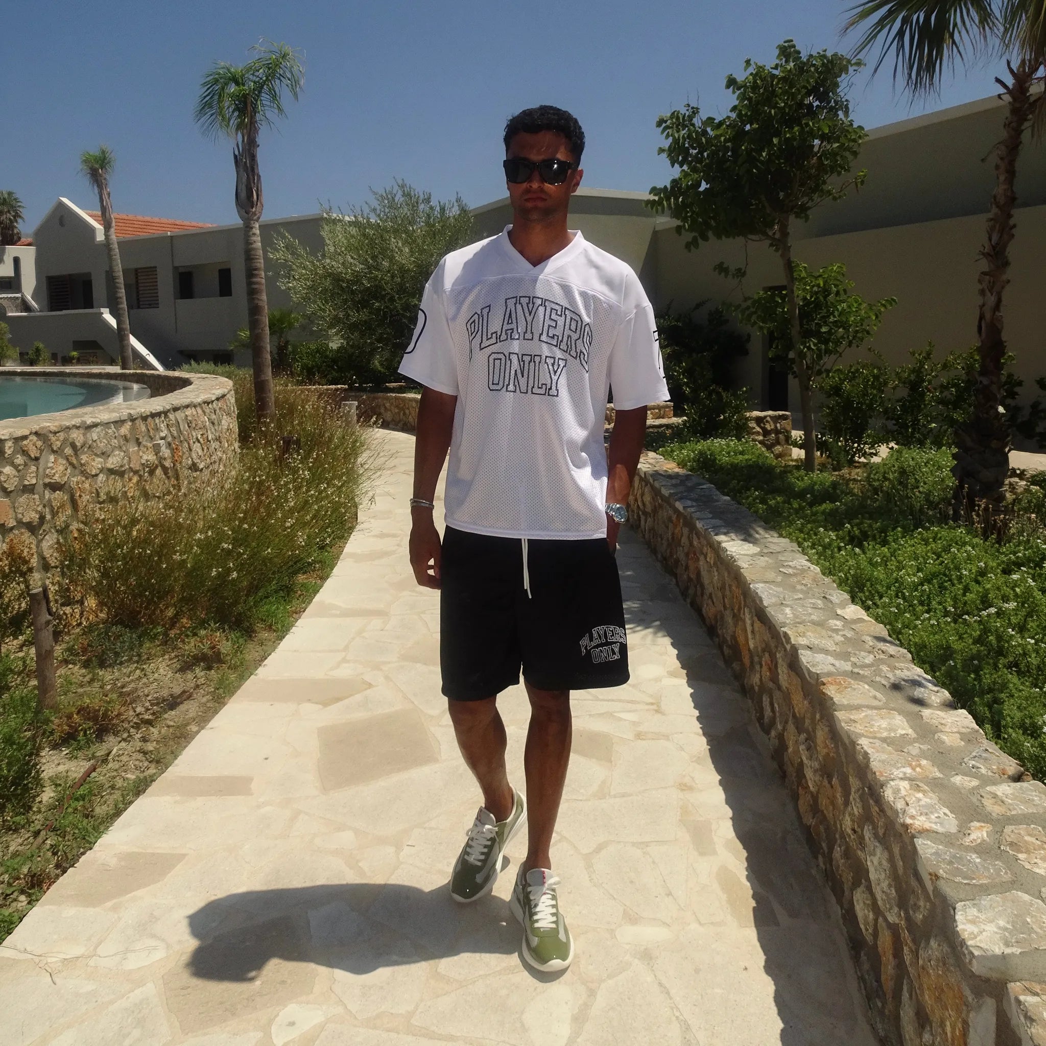 Front View of Players Only Mesh Black Jersey Shorts